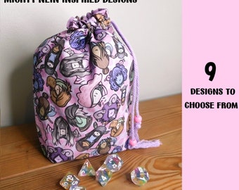 Mighty Nein Inspired Dice Bag - Handmade Dice Bag - 9 Fabric designs to choose from