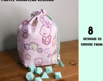 Pastel Monsters Dice Bag - 8 Stoffen om uit te kiezen - Handgemaakte Dice Bag