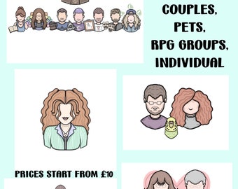 Custom Portrait - Family Potrait - Couples Portrait - Friends Portrait - Pets Portrait - RPG Group Portrait