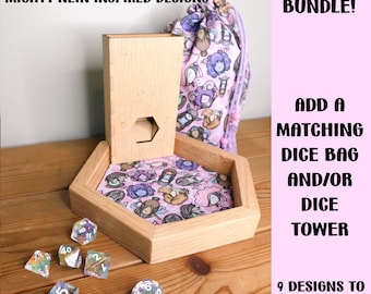 Mighty Nein Inspired Dice Tray Bundle - 9 Fabric Designs to choose from - Add a Dice Tower and/or Matching Dice Bag - Handmade
