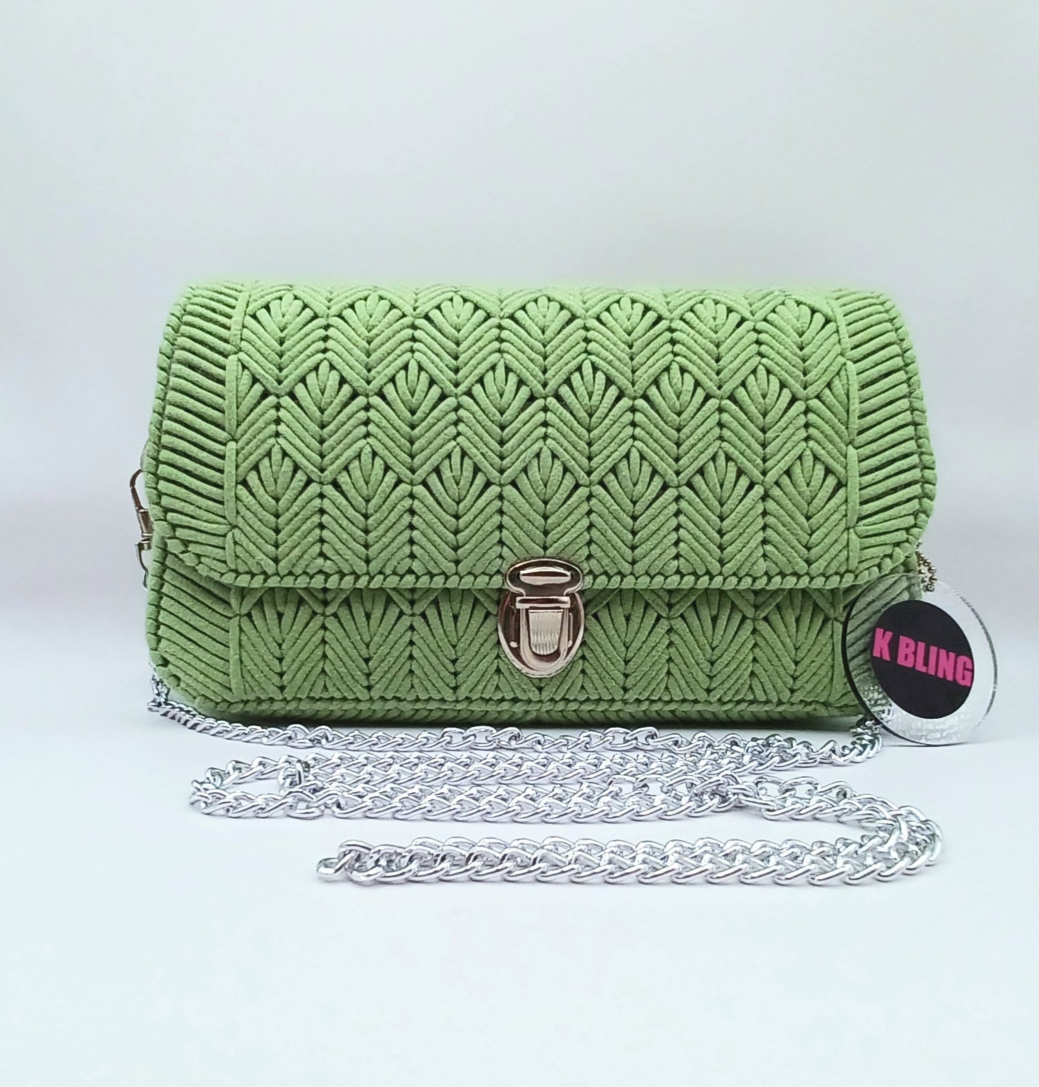 Sage Green Leaf Art Deco Pattern Crossbody Bag Plastic