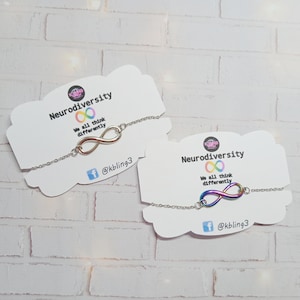 Neurodiversity Autism acceptance rainbow infinity symbol bracelet chain eternity