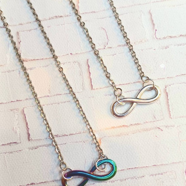 Neurodiversity Autism acceptance rainbow infinity symbol necklace chain eternity