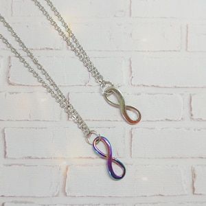 Neurodiversity Autism acceptance rainbow infinity symbol necklace chain eternity