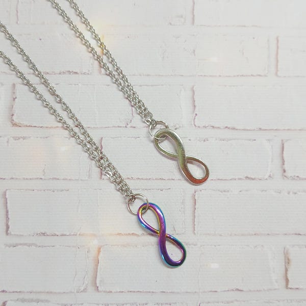 Neurodiversity Autism acceptance rainbow infinity symbol necklace chain eternity