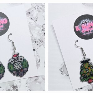 Christmas tree wreath alternative goth emo novelty glitter resin earrings