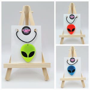 Alien plastic laser cut necklace kawaii rockabilly