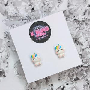 Unicorn rainbow stud earrings  kawaii
