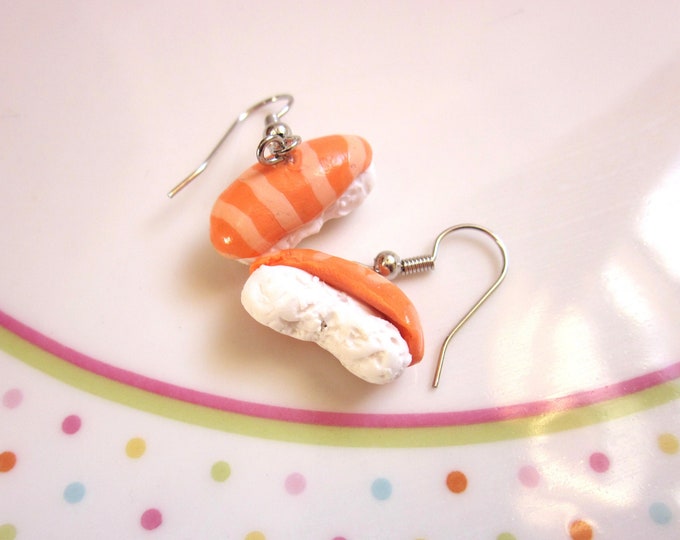 Colourful Polymer Clay Sushi Earrings, Cute Sushi Jewellery, Nigiri Sushi earrings jewelry