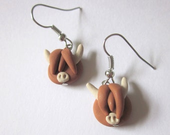 Highland cow polymer clay earrings, highland cow gift idea, Highland Cow jewellery, Cow earrings, Scotland, Scottish