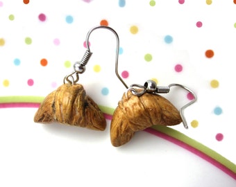 Polymer Clay Croissant Earrings, Croissant Jewellery, Polymer Clay Food Earrings,  French Pastry Earrings