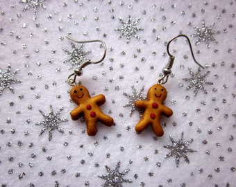 Christmas Gingerbread Man Earrings, Festive Earrings, Christmas Jewellery, Polymer Clay Earrings, Xmas Jewellery