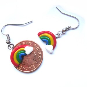 Polymer Clay Rainbow Earrings, Customised Polymer Clay Rainbow Jewellery, Kawaii Unique Colourful Earrings image 3