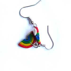 Polymer Clay Rainbow Earrings, Customised Polymer Clay Rainbow Jewellery, Kawaii Unique Colourful Earrings image 2
