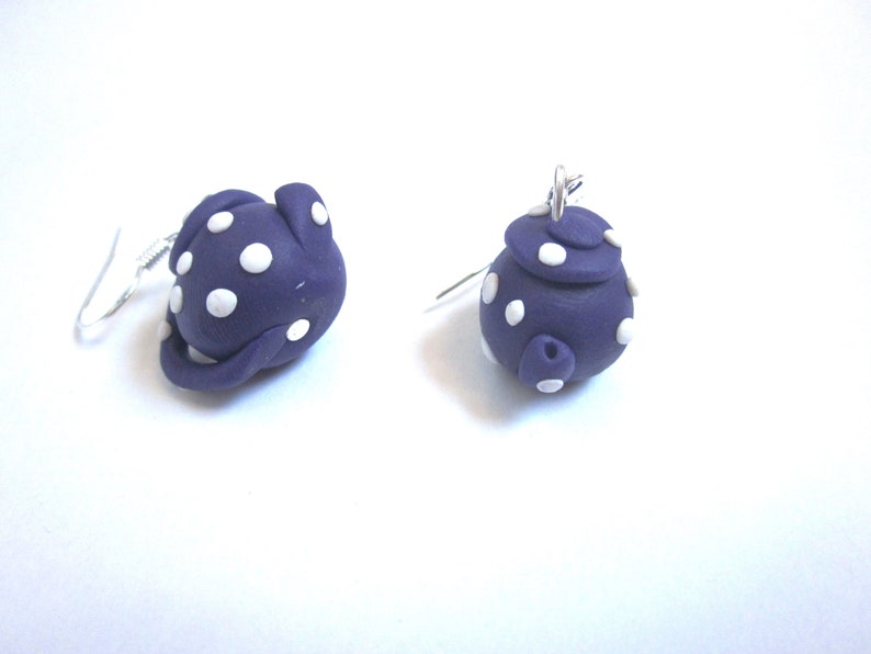 Purple Polymer Clay Teapot Earrings Purple Teapot Clay Etsy