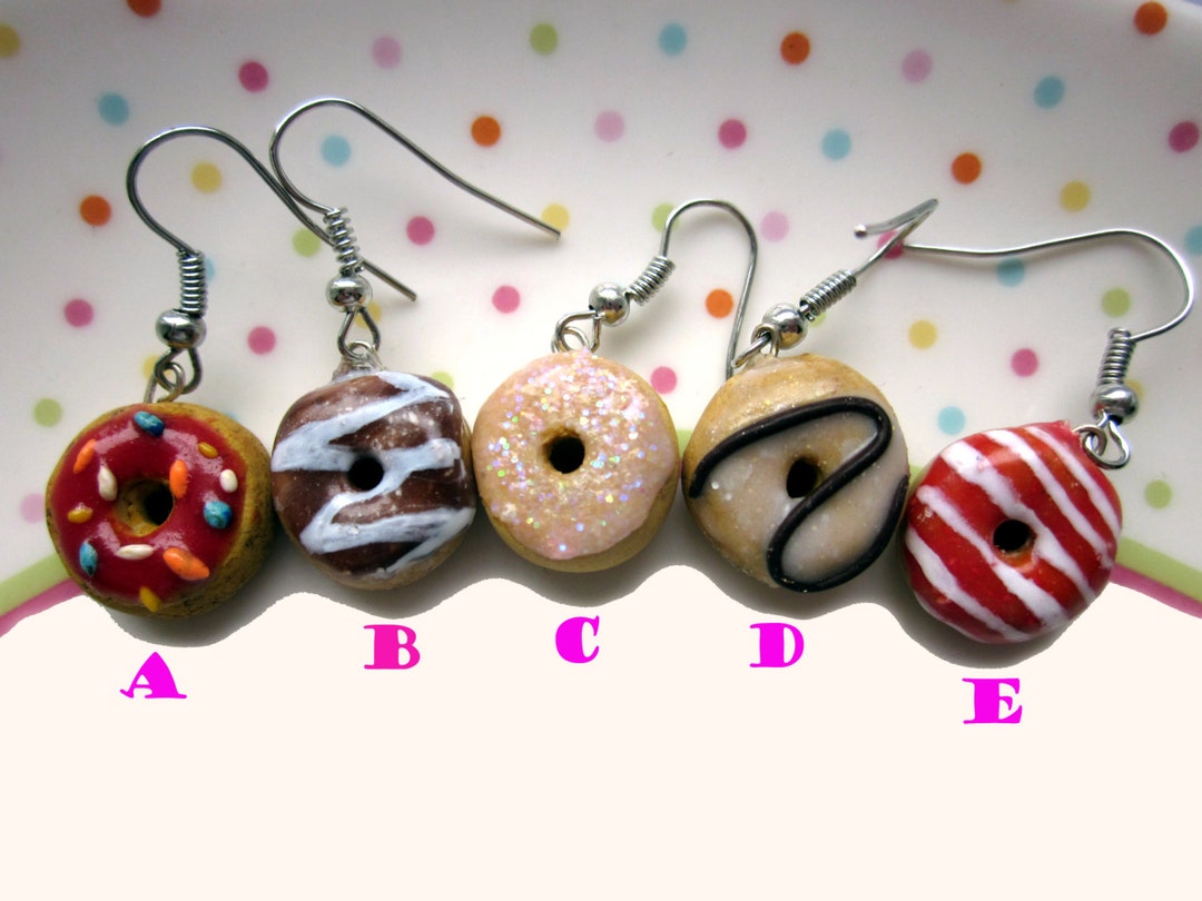 Colourful Polymer Clay Rainbow Doughnut Earrings Cute Etsy