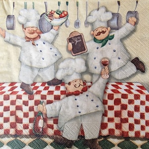 Lot de 2 serviettes Serviettes en papier - Chefs cuisinier boulanger  (Three Chefs)