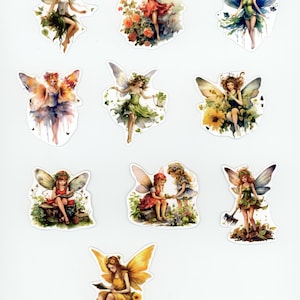 Lot de 10 stickers autocollants Fées, Elfes (Lot 1)