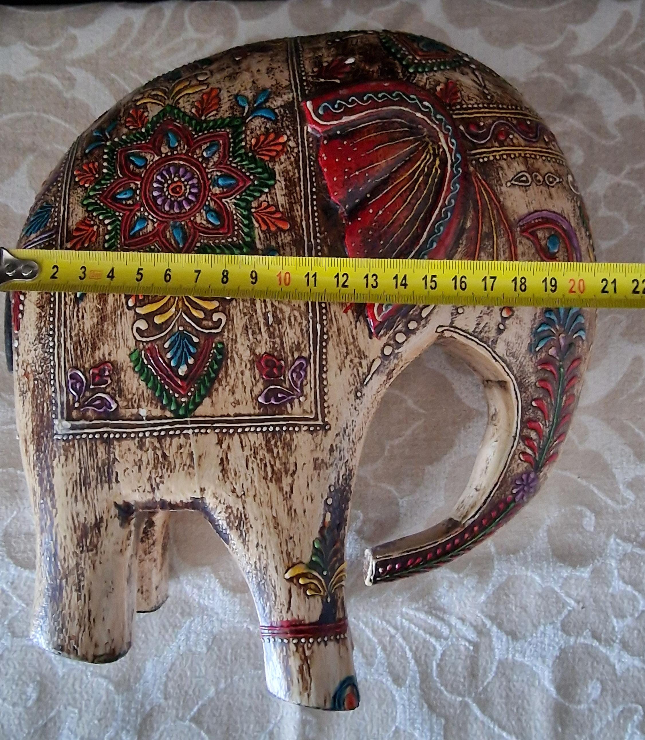 塗装された木製大型インド象 - 高さ27cm - Etsy 日本