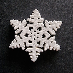 1 bouton en bois flocon de neige blanc