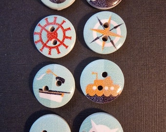 Set of 4 sea wood buttons