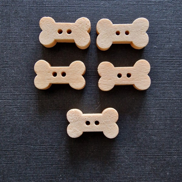 Lot de 5 boutons en bois os pour chien