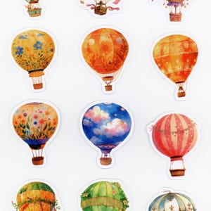 Lot de 16 stickers autocollants Montgolfière Vintage (Lot 3)