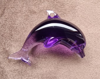 1 Transparent Purple Dolphin Pendant / Charm in Swarovski Acrylic - 4.5cm