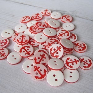 Lot de 4 boutons en résine Ancre rouge image 6