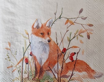 Lot de 2 petites Serviettes en papier - Renard ( Autumn Wildlife )