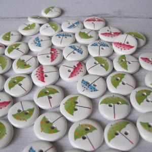 Set of 4 wooden buttons umbrella image 5