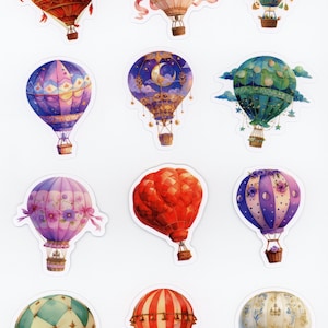 Lot de 17 stickers autocollants Montgolfière Vintage (Lot 1)