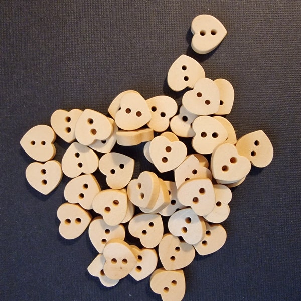 Set of 5 wooden heart buttons