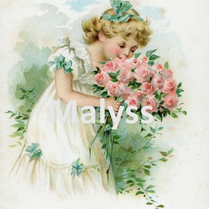 Image de Carte Postale - Fichier à Télécharger - Jeune Fille aux Fleurs