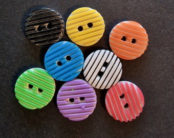 Lot de 4 boutons acrylique rond Ligne multicolores