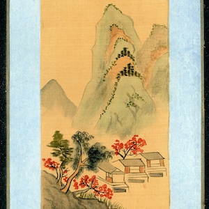 Chinesische Malerei auf Seide auf Karton geklebt - Handgefertigt - 20. Jahrhundert - Landschaftsserie (10B/12)