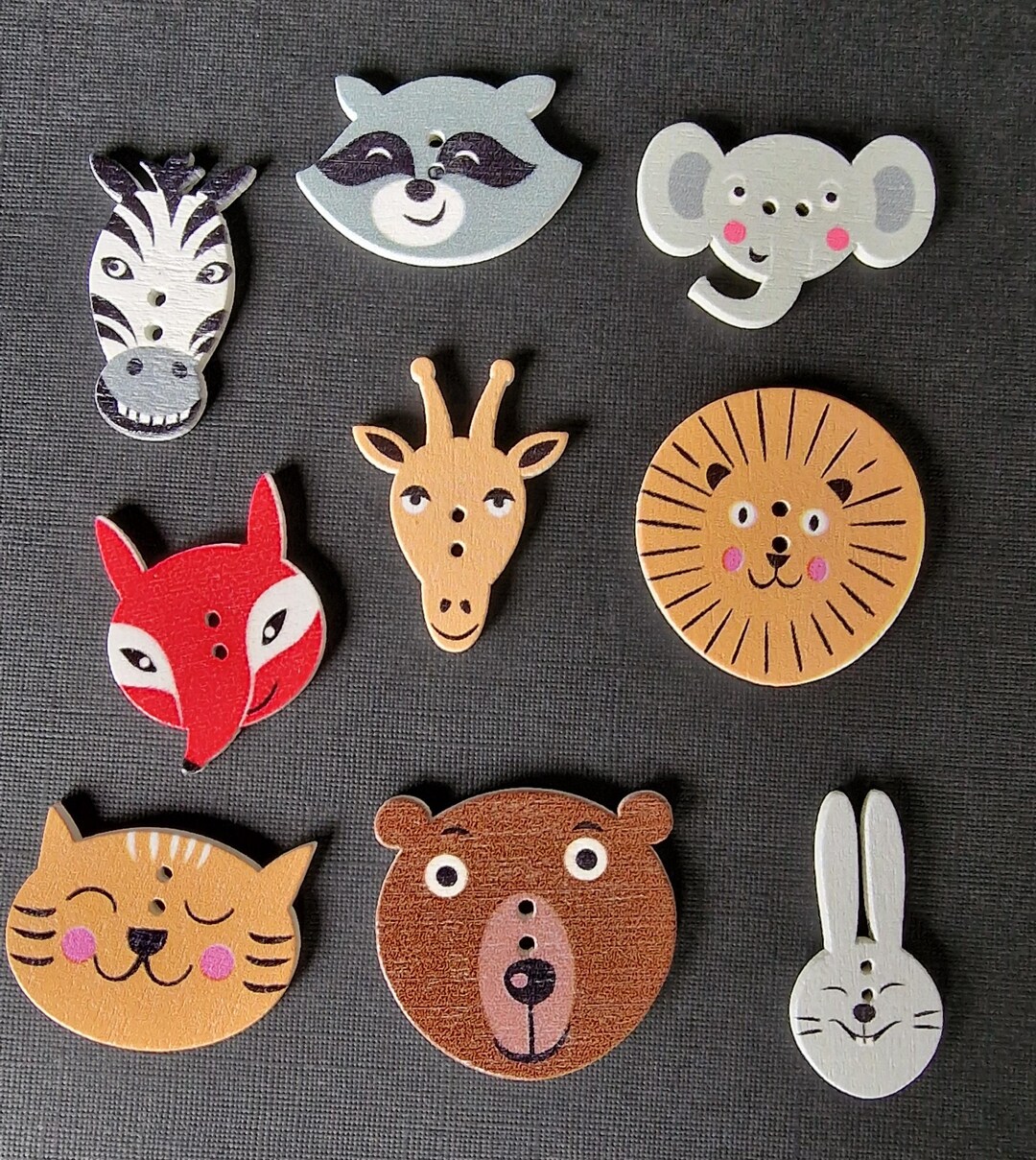 Set of 3 Wooden Buttons, Various Animals - Etsy