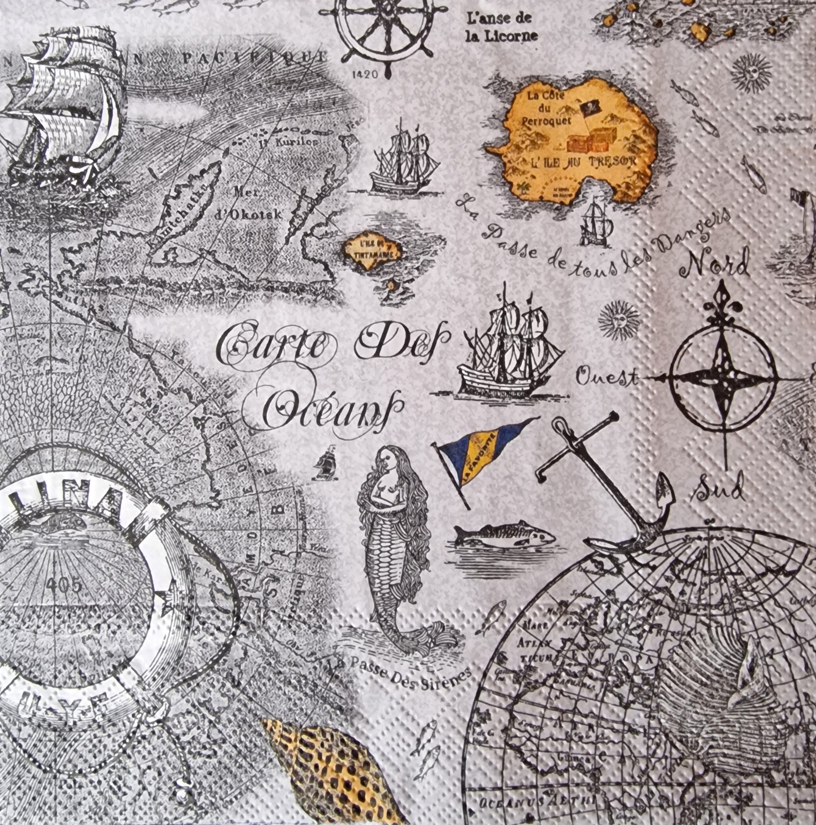 Set of 2 Paper Towels - Map of the Oceans - Etsy UK