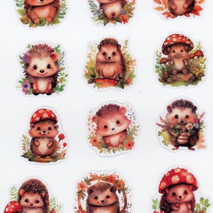 Lot de 17 stickers autocollants Hérissons Mignons (Lot 2)
