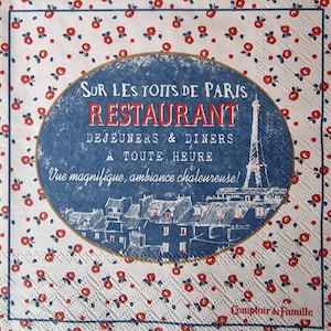 Lot de 2 serviettes en papier Sur les toits de Paris image 1