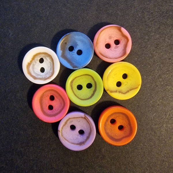 Lot de 4 boutons résine - effet faux bois - Multicolore