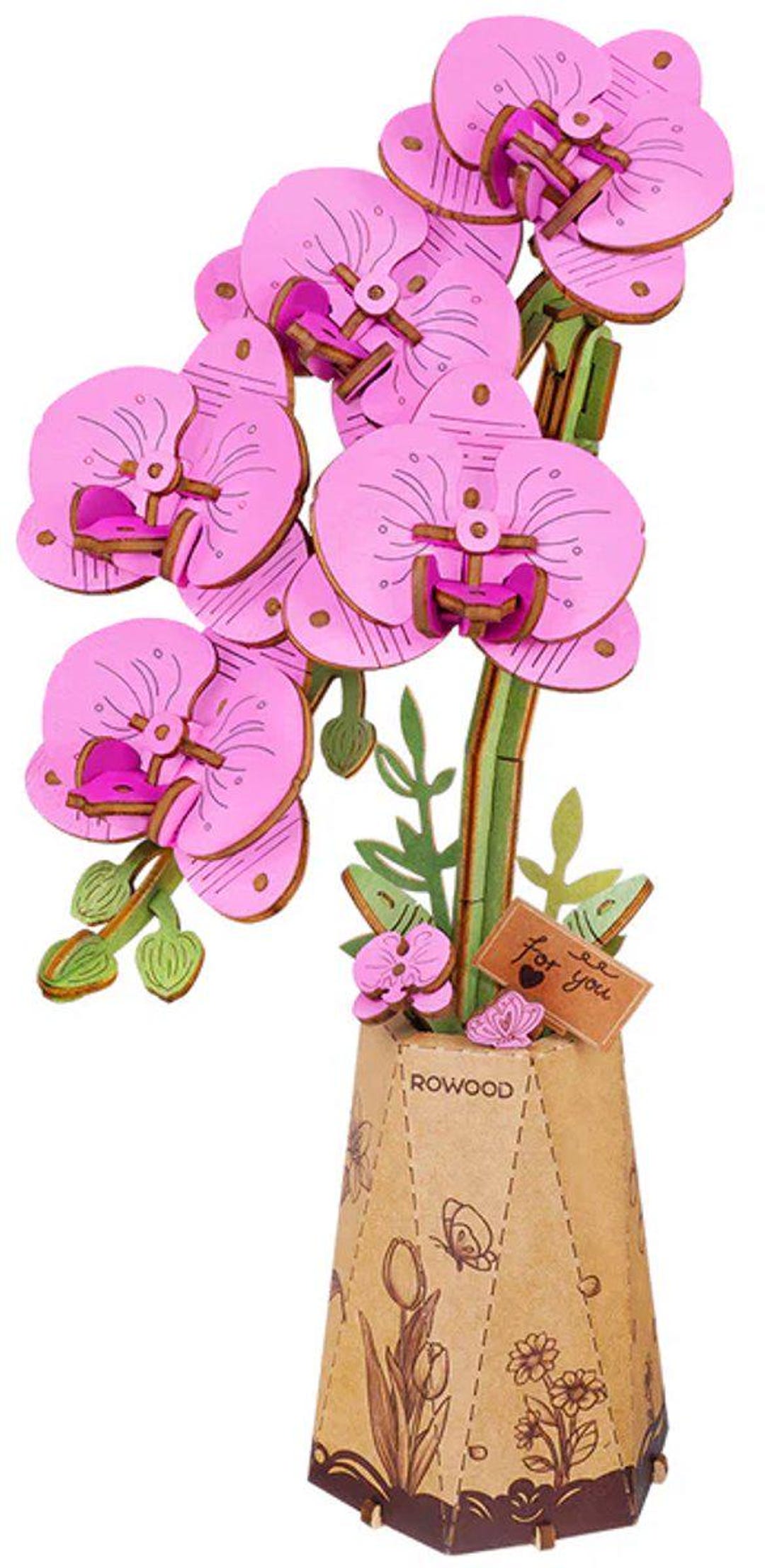 DIY Assembly Kit - 3D Wooden Puzzle - Pink Orchid Flower - Etsy