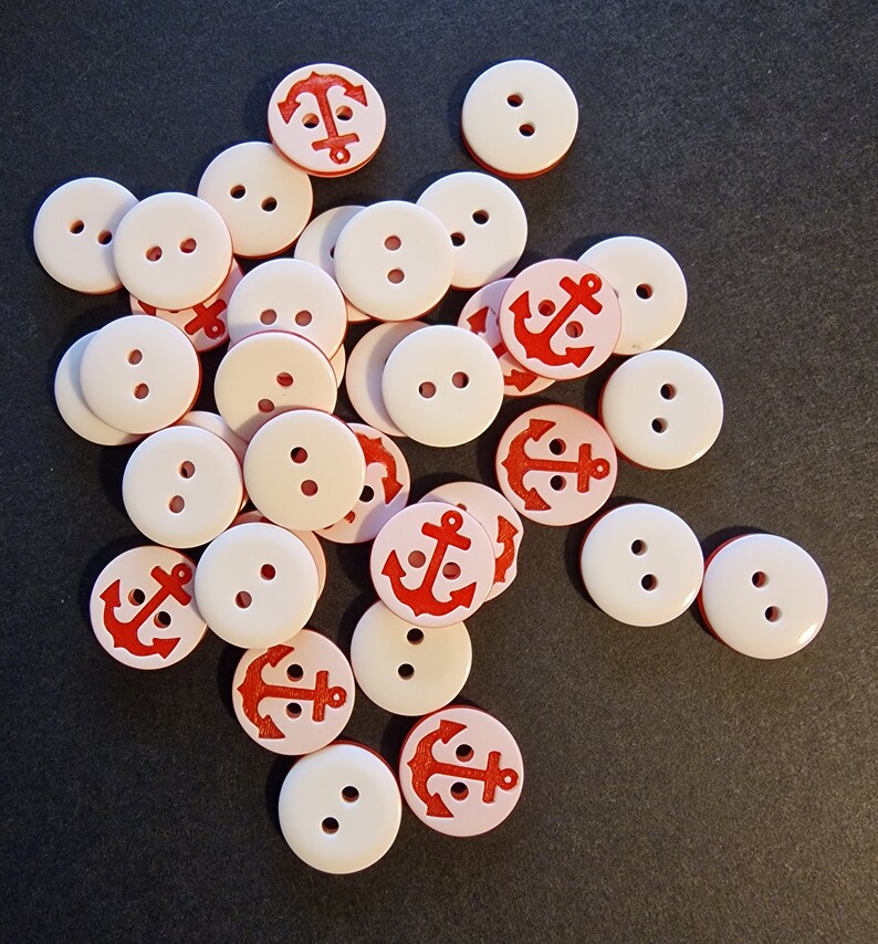 Lot de 4 boutons en résine Ancre rouge image 2