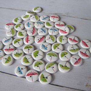 Set of 4 wooden buttons umbrella image 4