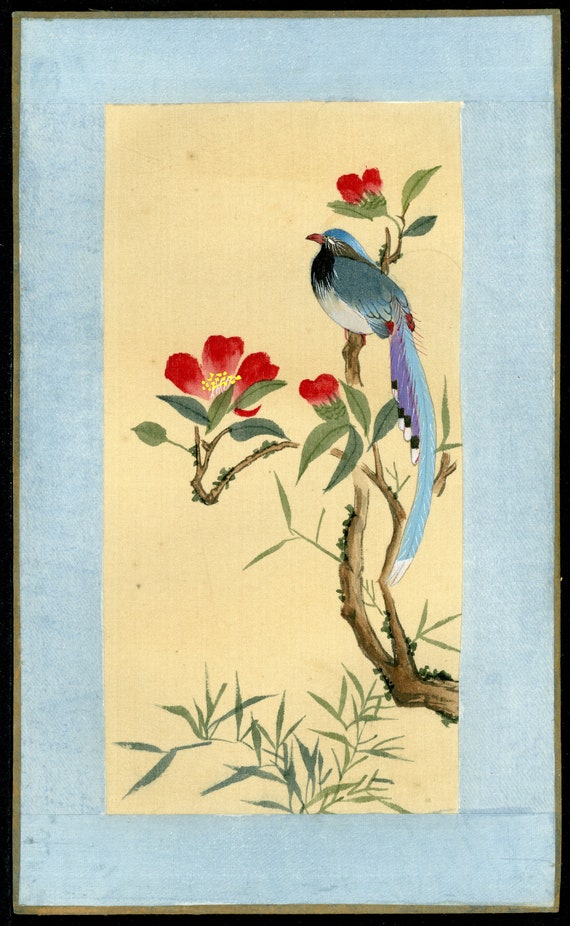 peinture sur soie (2) - Soie - Japon - 1850 - Catawiki