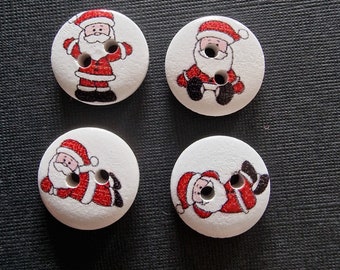 Lot de 4 boutons ronds de Noël ( Motifs mixtes )