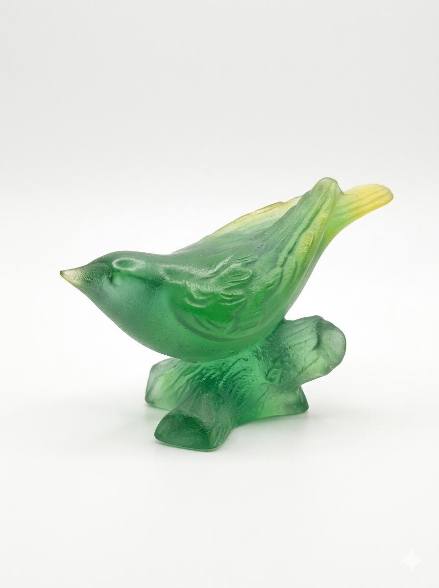 工芸品 Daum France Green Glass Paste Bird - Signed Daum France - Etsy