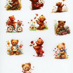 Lot de 10 stickers autocollants Oursons Mignons (Lot 1)