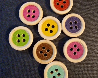 Lot de 4 boutons en bois vintage