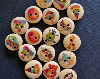 Set of 4 round wooden buttons games for children